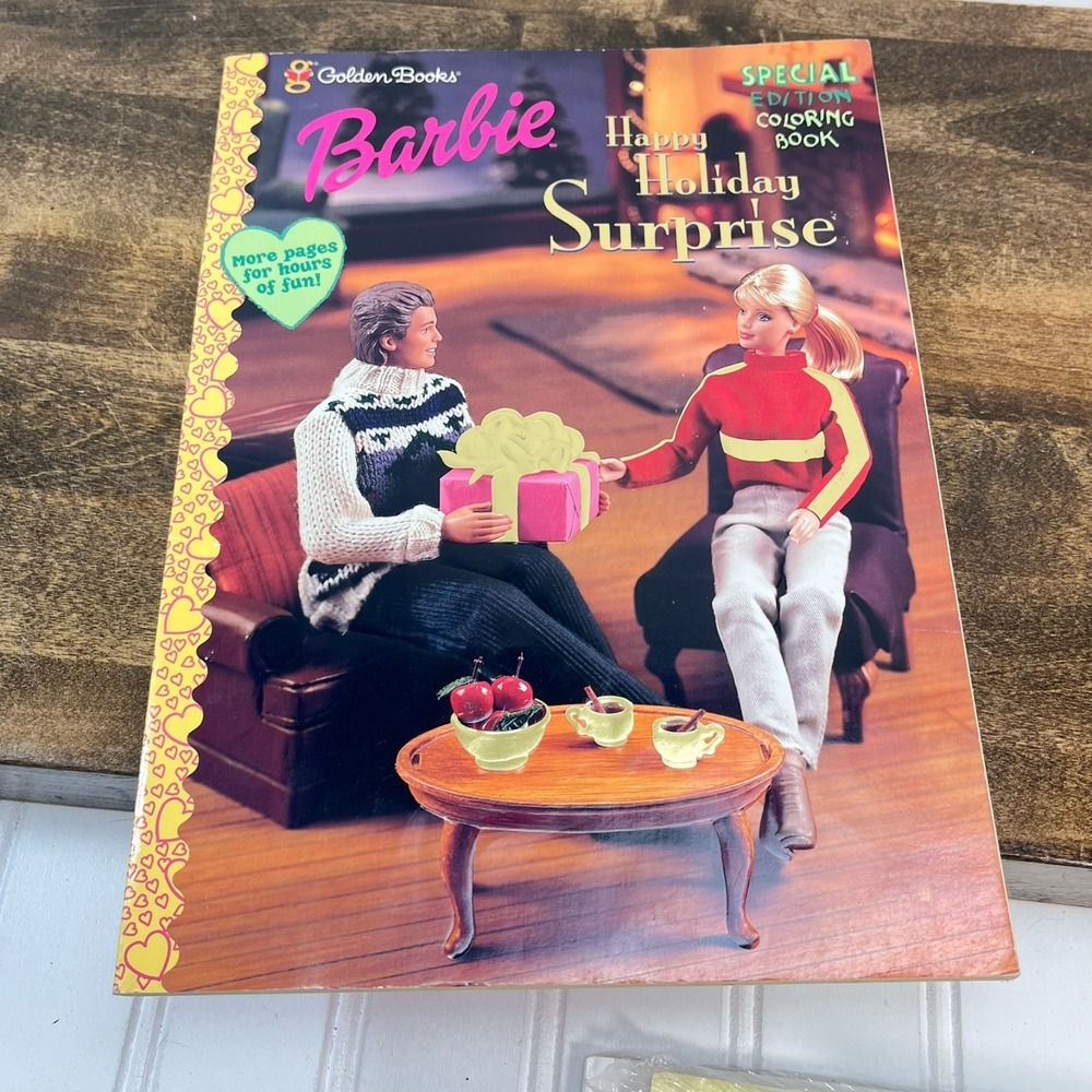 Vintage 1998 Barbie Happy Holiday Surprise‎ Special Edition Coloring Book Golden